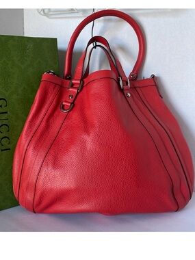 Authentic Gucci Vintage Abbey Tote Calfskin Leather Handbag/Shoulder Bag.